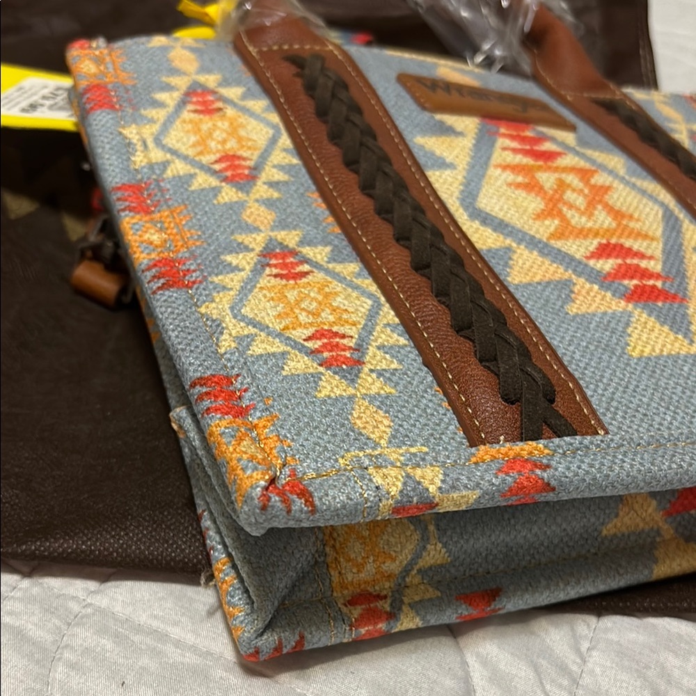 Wrangler Red and Orange Tote Bag with Geometric Pattern - Picture 6 of 6